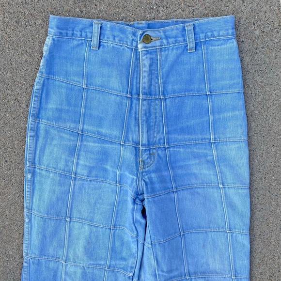 Vintage 1970's Brittania Pentimento Windowpane Bell Bottoms Flares - Picture 3 of 4